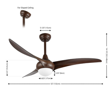 Aviator 52" Coastal Vintage Iron/Plastic Mobile-App/Remote-Controlled 6-Speed Retro Swirl Integrated LED Ceiling Fan